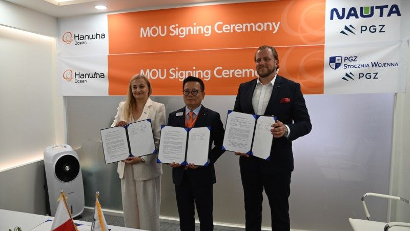 Podpisanie porozumienia pomiędzy Hanwha Ocean, Nautą i PGZ Stocznią Wojenną