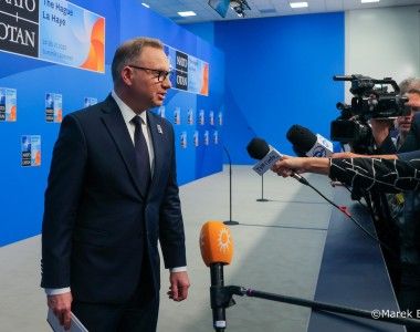 Prezydent Andrzej Duda na konferencji prasowej po szczycie NATO, Haga 2025