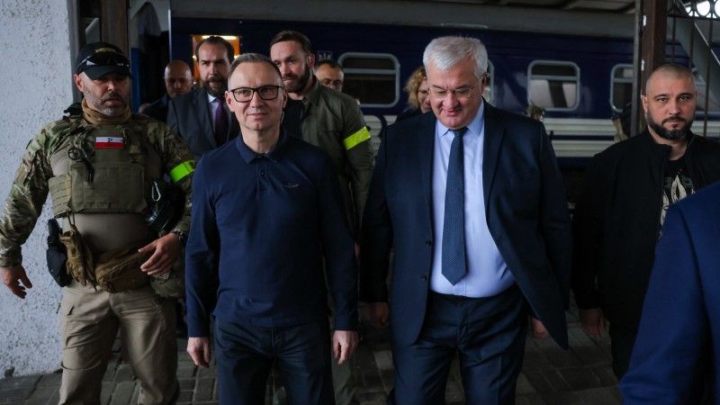 Prezydent Andrzej Duda podczas wizyty w Kijowie.