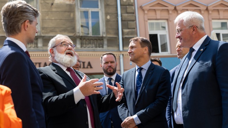 Szefowie MSZ Polski, Ukrainy i Litwy podczas szczytu Trójkąta Lubelskiego.