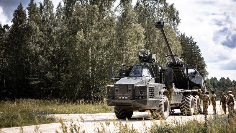 Brytyjska armatohaubica Archer podczas ćwiczeń Furious Eagle w Estonii.