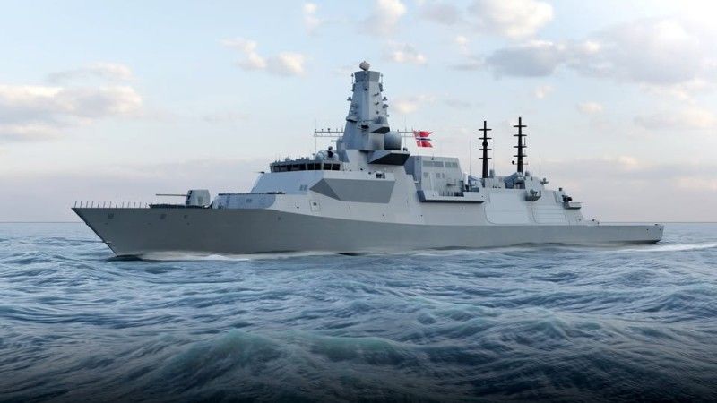 Wizja komputerowa fregaty typu 26 pod norweską banderą.