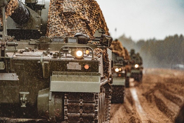 Armatohaubice K9A1 należące do 18 Dywizji Zmechanizowanej na ćwiczeniach Żelazna Brama 25.