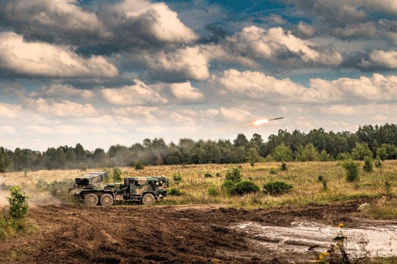 Wieloprowadnicowa wyrzutnia rakietowa WR-40 Langusta należąca do 21. Brygady Strzelców Podhalańskich podczas ćwiczeń Żelazna Brama 25.