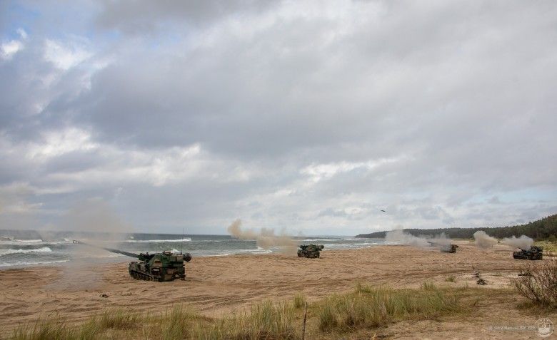 Armatohaubice Krab oraz K9A1 podczas ćwiczeń Jesienny Ogień-25.