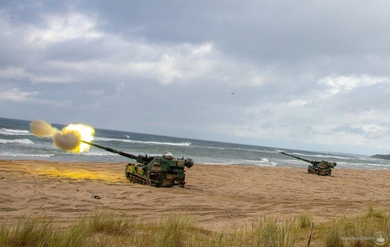 Armatohaubice Krab oraz K9A1 podczas ćwiczeń Jesienny Ogień-25.