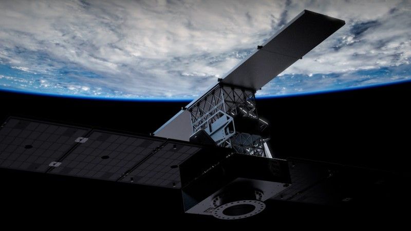 Grafika wizualizująca satelitę firmy EnduroSat na orbicie.