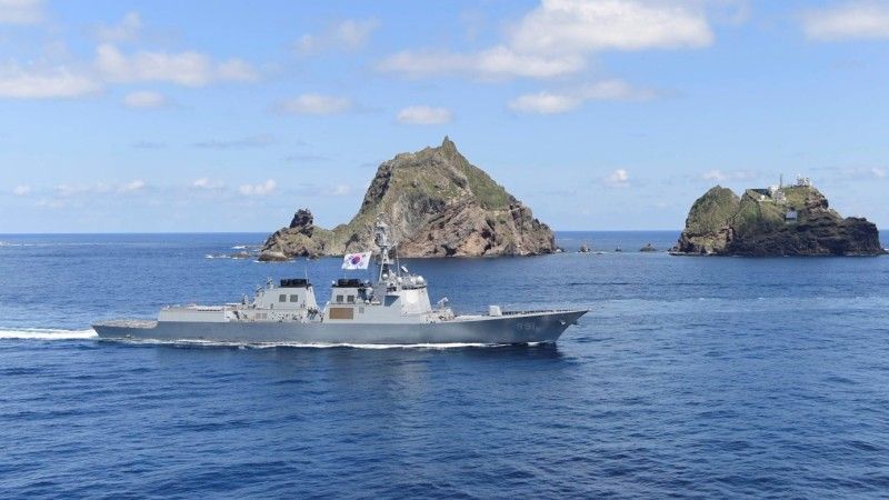 Korean Navy ship near Dokdo