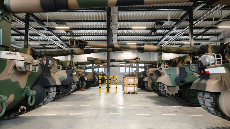 Armatohaubice Krab należące do 5. Lubuskiego Pułku Artylerii.