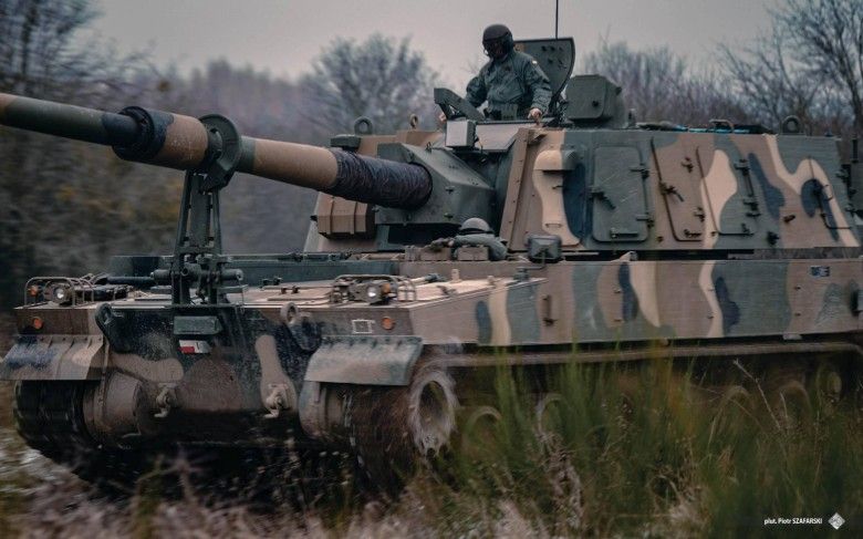 Armatohaubica K9A1 należąca do 1. Mazurskiej Brygady Artylerii podczas ćwiczeń MARS-25.