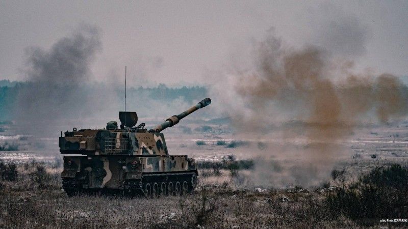 Armatohaubica K9A1 należąca do 1. Mazurskiej Brygady Artylerii podczas ćwiczeń MARS-25.