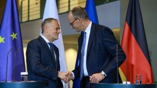 Premier Donald Tusk i kanclerz Friedrich Merz w Berlinie.