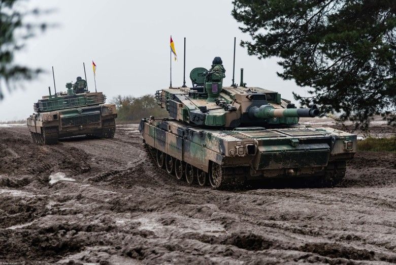 Czołgi K2 Black Panther należące do 9. Braniewskiej Brygady Kawalerii Pancernej.