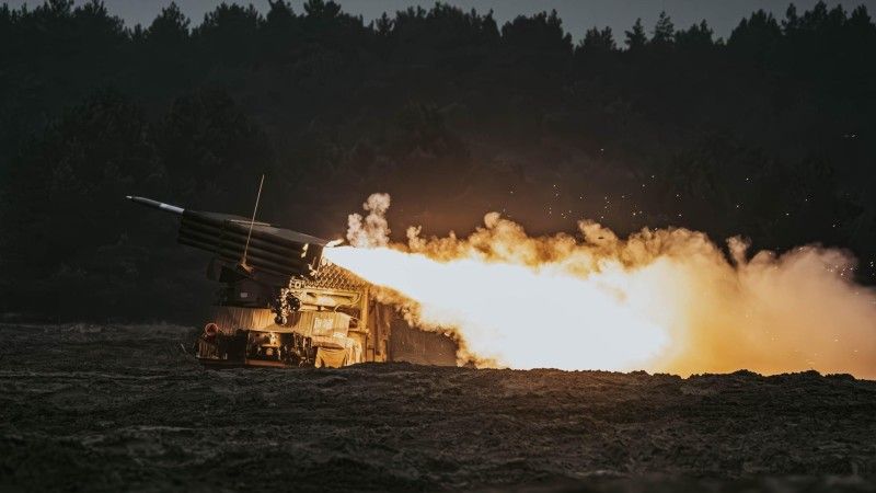 Wieloprowadnicowa wyrzutnia rakietowa WR-40 Langusta należąca do 1. Mazurskiego Brygady Artylerii na ćwiczeniach MARS-25.