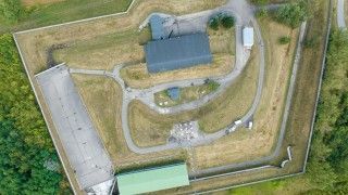 Widok z lotu ptaka na Krajowe Składowisko Odpadów Promieniotwórczych w Różanie.