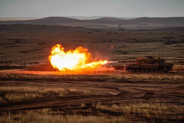 Słowacki czołg Leopard 2A4 podczas ćwiczeń BREAKTHROUGH 2025.