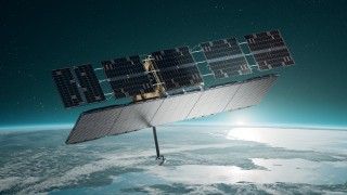 Wizualizacja satelity ICEYE dla Wojska Polskiego na orbicie okołoziemskiej.