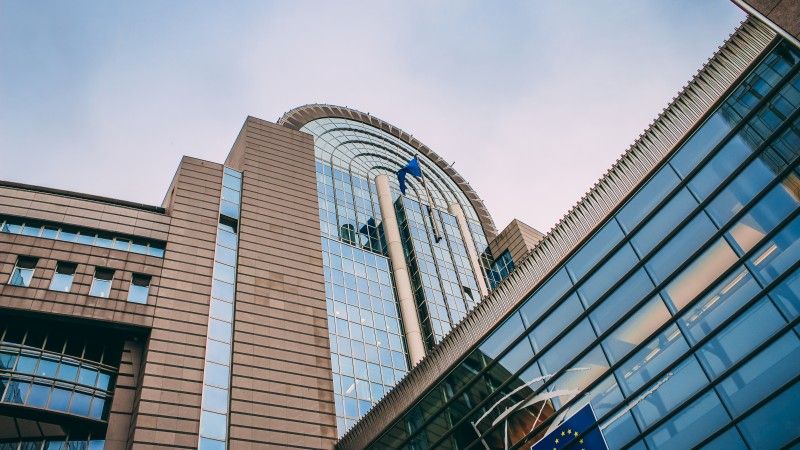 Jeden z budynków unijnych - Parlamentarium, centrum dla zwiedzających Parlament Europejski w Brukseli.