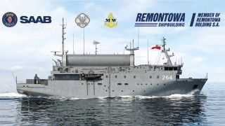 Najnowsza wizualizacja okrętu rozpoznania radioelektronicznego projektu 107 Delfin.