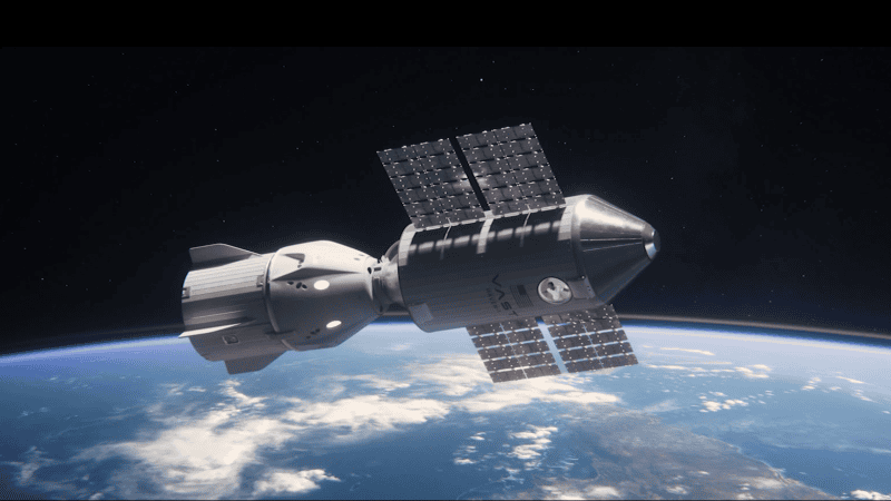 Wizualizacja stacji Haven-1 firmy Vast Space na orbicie okołoziemskiej.
