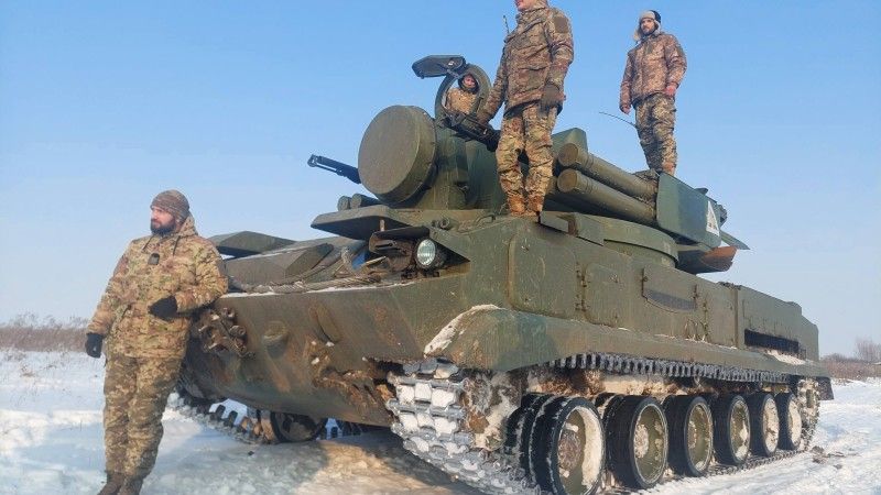 Ukraiński zestaw artyleryjsko-rakietowy 2K22 Tunguska należący do 1020. Pułku Rakiet Przeciwlotniczych.