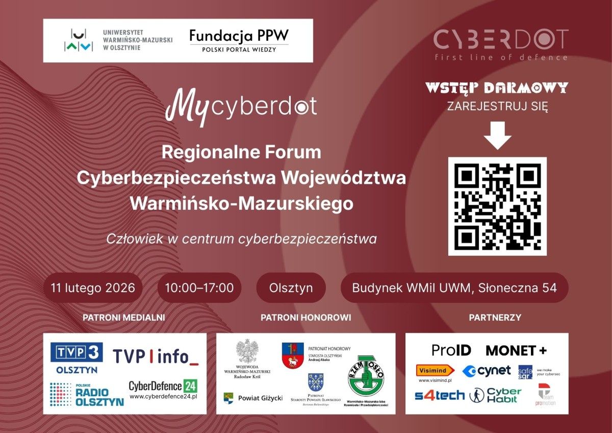 MyCyberDot – Regionalne Forum Cyberbezpieczeństwa Województwa Warmińsko-Mazurskiego już 11.02.2026