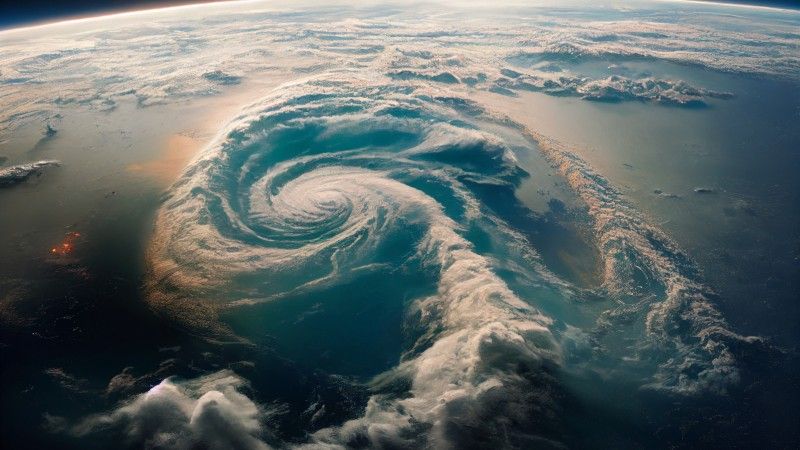 widok na huragan z góry, grafika