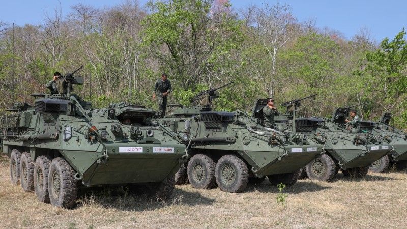 Kołowe transportery opancerzone Stryker w wariancie eksploatowanym przez Tajlandię.
