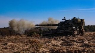 Armatohaubica samobieżna Krab należąca do 5. Lubuskiego Pułku Artylerii podczas ćwiczeń Celny Ryś-26.