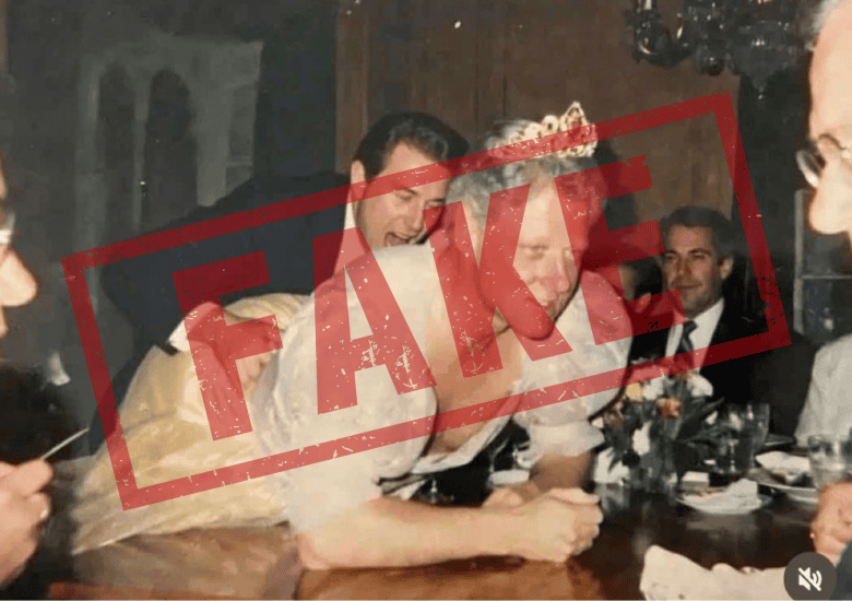 Fałszywe zdjęcia Billa Clintona w różowej sukience i koronie