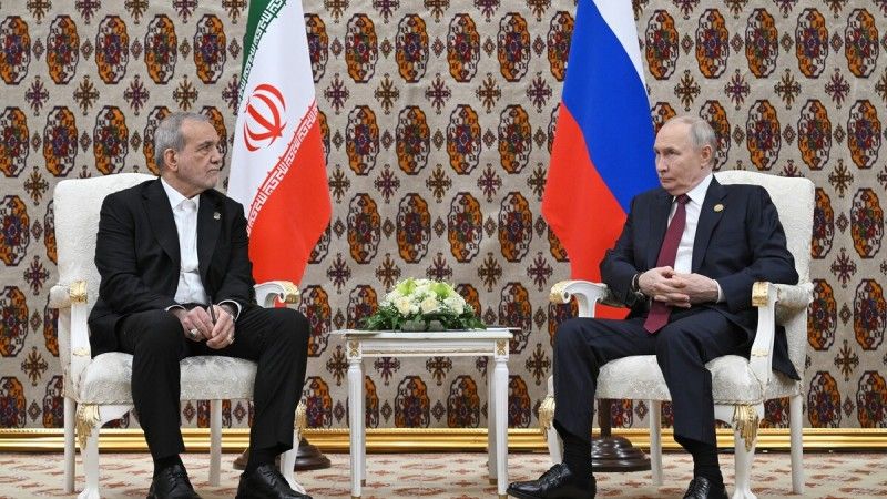 President of the Russian Federation Vladimir Putin the meeting with President of Iran Masoud Pezeshkian