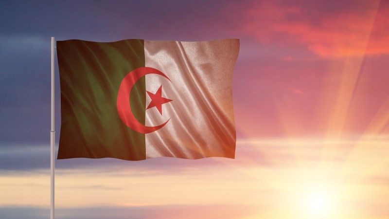 Flaga algierii na tle nieba