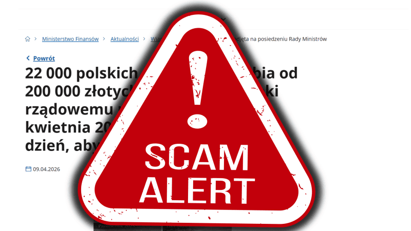 Ministerstwo Finansów opublikowało ostrzeżenie przed kampanią oszustów, którzy próbują wyłudzać dane i środki finansowe użytkowników podszywając się pod instytucje publiczne