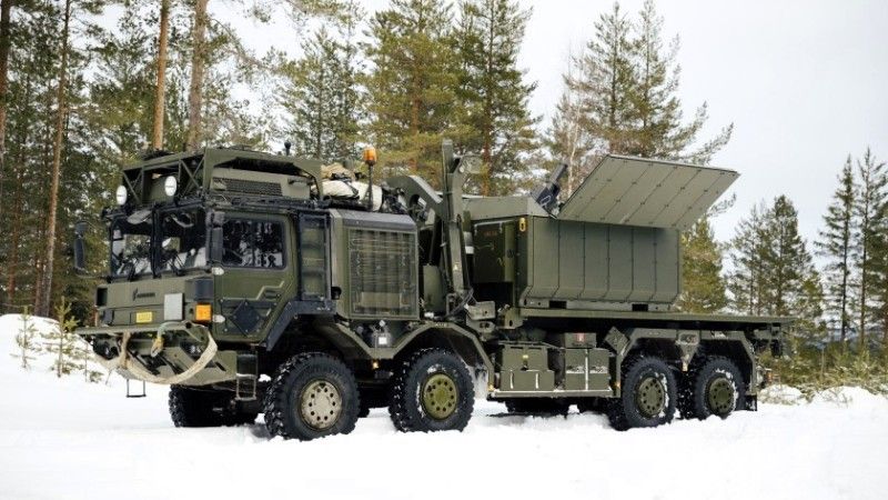 Moździerz Ragnarok na podwoziu samochodu ciężarowego RMMV HX2 8×8.