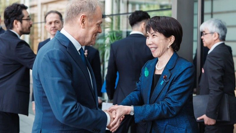 Polish Prime Minister Donald Tusk meeting with Japanese Prime Minister Sanae Takaichi