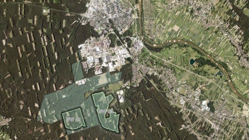 Wytypowane przez OSGE tereny pod inwestycję: wariant SW 01 – 101 ha, lub wariant SW 03 – 166 ha.