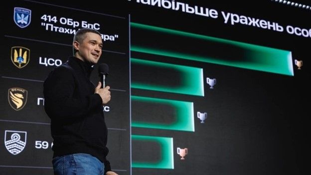 Minister of Defence of Ukraine Mykhailo Fedorov speaking at the "Army of Drones - 2025" summit. The Minister reported that through the "Army of Drones Bonus" program in 2025, nearly 820,000 enemy targets were struck and 240,000 occupants were liquidated.