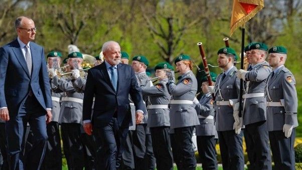 German Chancellor Friedrich Merz and Brazilian President Luiz Inácio Lula da Silva in Hannover on 17 April 2026.