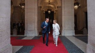 Premier Polski Donald Tusk i Premier Włoch Giorgia Meloni w czasie spotkania w Rzymie w maju 2026 r.