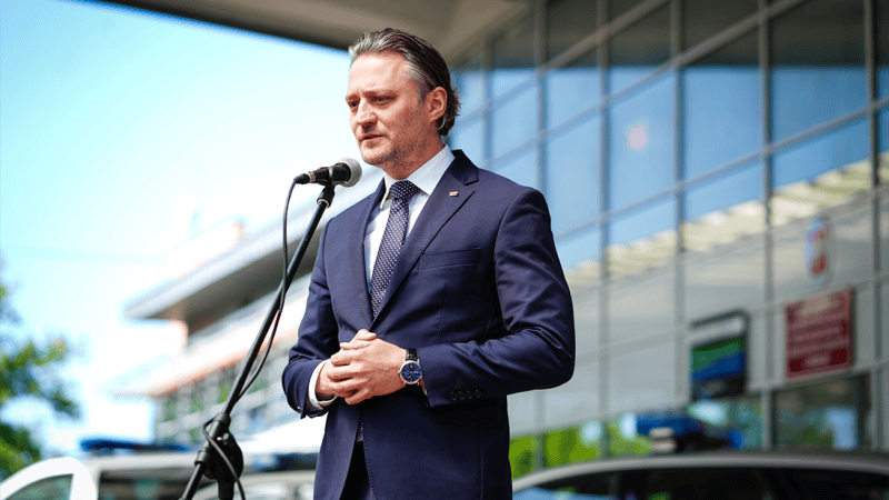 Bartosz Grodecki podczas wizyty w Polsko-Niemieckim Centrum Współpracy Służb Granicznych, Policyjnych i Celnych w Świecku - maj 2023