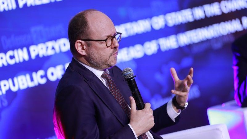 Szef Biura Polityki Międzynarodowej Kancelarii Prezydenta RP Marcin Przydacz podczas fireside chat na Defence24 Days.