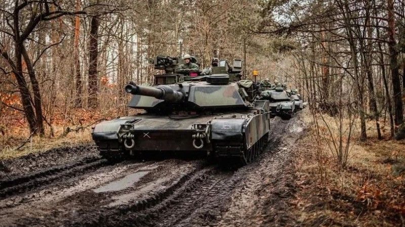 Czołgi M1A2SEPv3 Abrams znajdujące się na wyposażeniu 1. Brygady Pancernej.