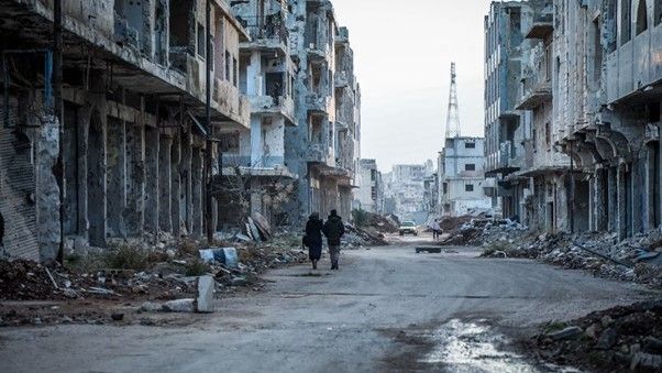 destroyed city