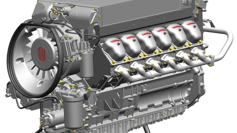 Zmodernizowany, dwunastocylindrowy silnik Tatra serii T3 "RE"