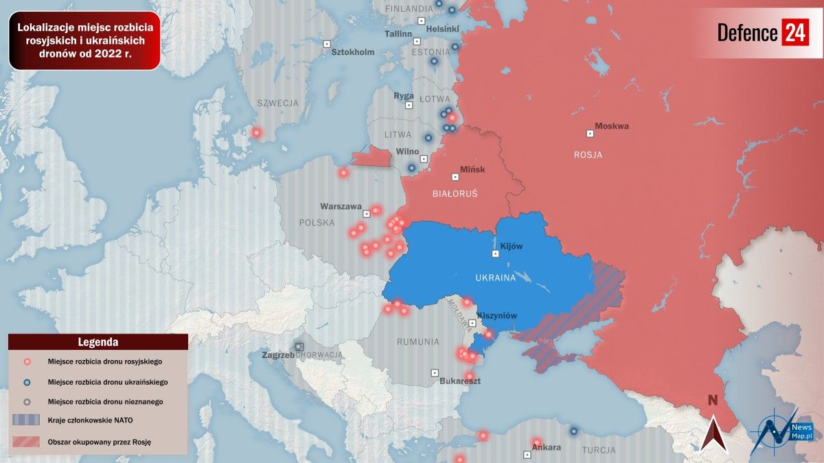 Rosyjskie drony and Europą. NATO bezradne, a Kreml się śmieje