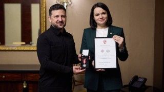 President of Ukraine Volodymyr Zelenskyy meeting with the leader of belarusian opposition Sviatlana Tsikhanouskaya on May 26, 2026