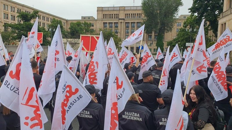 protest więziennej "Solidarności" przed Ministerstwem Finansów