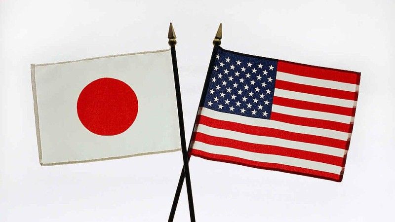 Japan and US Flag
