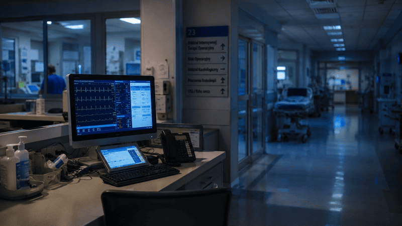 Szpital i urządzenia podłączone do urządzeń tehcnologicznych