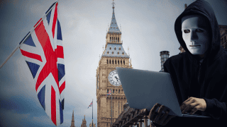 Londyn w Wielkiej Brytanii. Big Ben z motywem haker.
